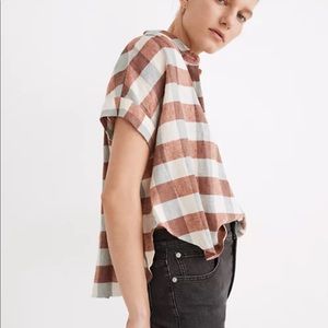 Madewell Linen-Blend Hilltop Shirt in Gingham Check